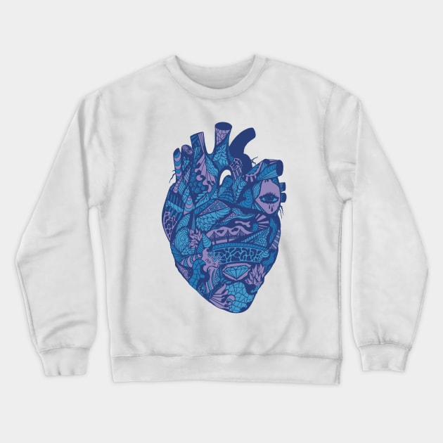 Mountain Blue Transparent Heart Crewneck Sweatshirt by kenallouis